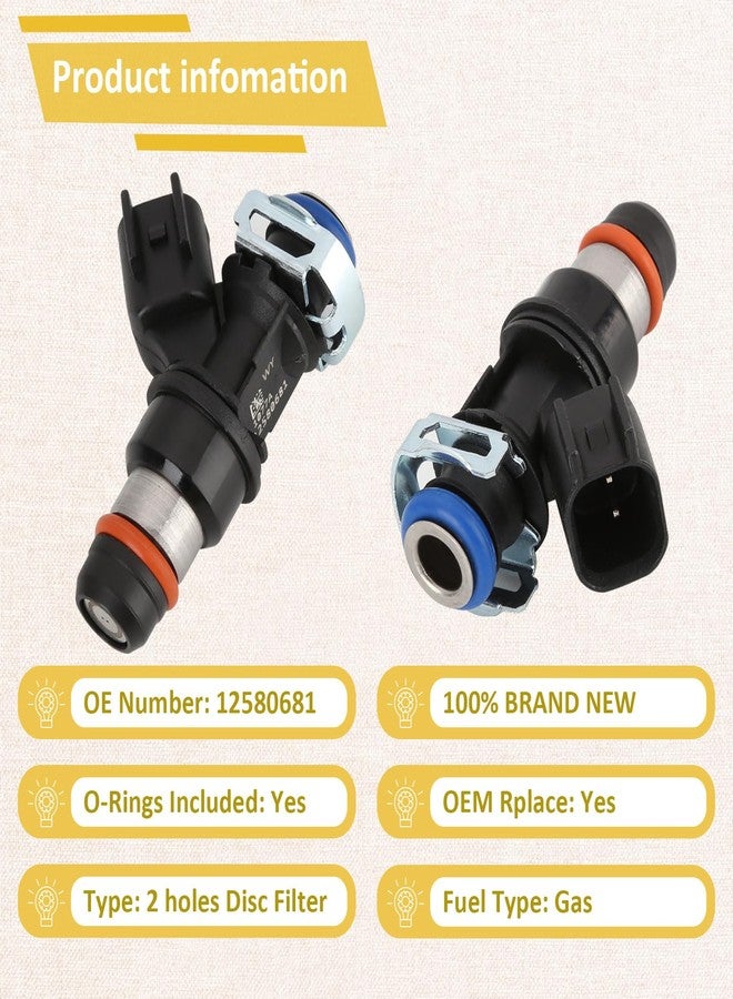 Pjvmvo 12580681 GM19421333 Fuel Injectors,Compatible w/Chevy 4.8L 5.3L Tahoe Silverado 1500 Express 2500 2007 2008 2009,Compatible w/GMC 4.8L 5.3L 6.0L Yukon Xl Sierra 1500,|2 Holes| |Set of 8| - Image 3