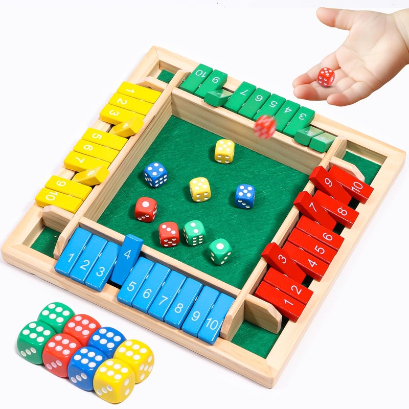 AICase Shut The Box Dice GameColor Stack Game Family Edition GameEaster Basket Stuffers 24 Player Family Wooden Board Table Math Games for Adults and Kids 8 Dices Classics Games for ClassroomHome - Image 3