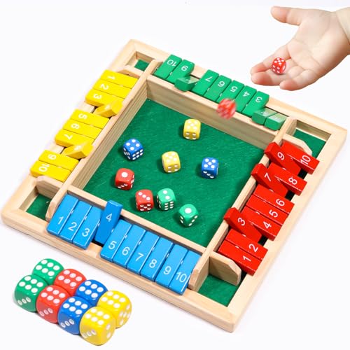 AICase Shut The Box Dice GameColor Stack Game Family Edition GameEaster Basket Stuffers 24 Player Family Wooden Board Table Math Games for Adults and Kids 8 Dices Classics Games for ClassroomHome - Image 1