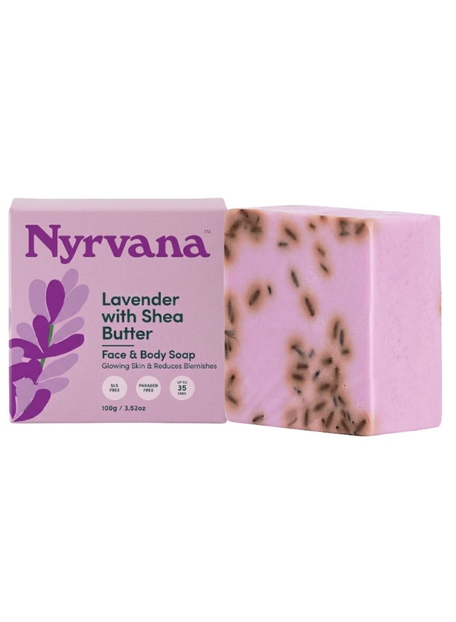 Nyrvana Lavender with Shea Butter Soap 100g (3.52 oz) | Calming & Antibacterial | Deep Moisturising | Natural Soap for Sensitive & Eczema-Prone Skin - Image 1