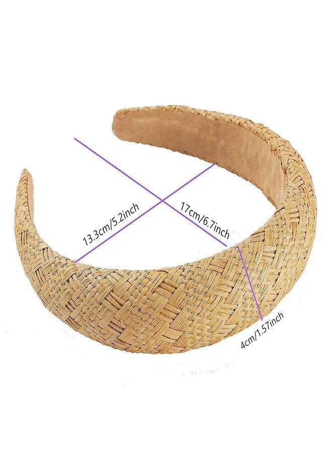 STORE 2508 Store2508 Pack of 2 Women’s Woven Straw Headband Set | Padded Wide Rattan Hairbands for Girls & Women | Handmade Braided Summer Beach Headband | Comfortable Non-Slip Boho Hair Accessory - Image 4