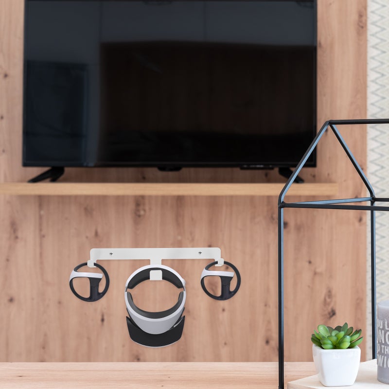 حامل جداري لسماعات الواقع الافتراضي مزود بمنفذي شحن من النوع C، تصميم موفر للمساحة لجهاز PS VR2 - Image 3