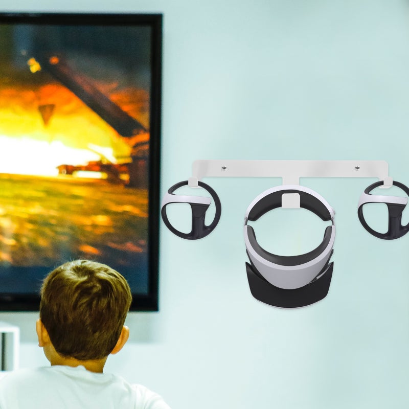 حامل جداري لسماعات الواقع الافتراضي مزود بمنفذي شحن من النوع C، تصميم موفر للمساحة لجهاز PS VR2 - Image 5
