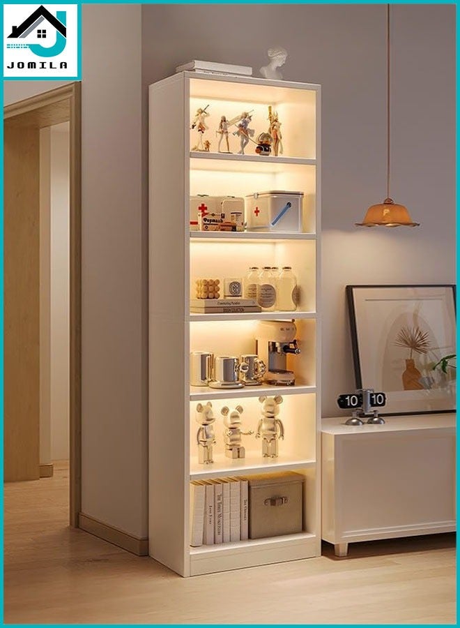 جوميلا رف تخزين كتب منزلي بسيط من الأرض إلى السقف خزانة ممر غرفة المعيشة خزانة كتب زاوية متعددة الطبقات بدون إضاءة 180 × 24 × 40 سم