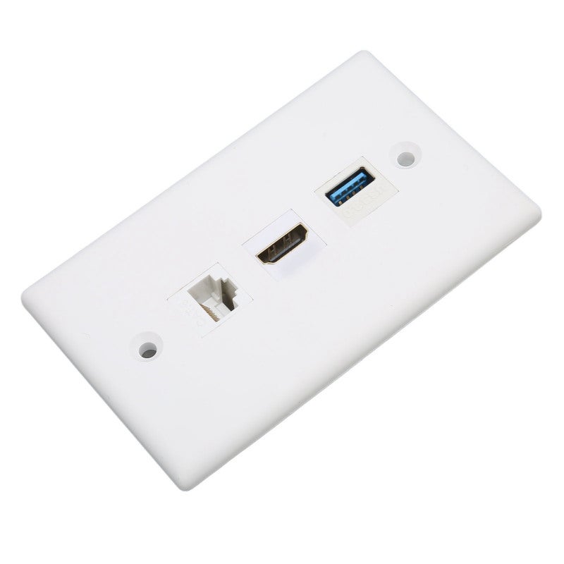 3 Port Wall Plate Outlet - Solder Free Conceal Cables Design, Secure Snap-in Fixing, Easy Operation for Wall Mounted HDTVs, Projectors, Computers - Image 2