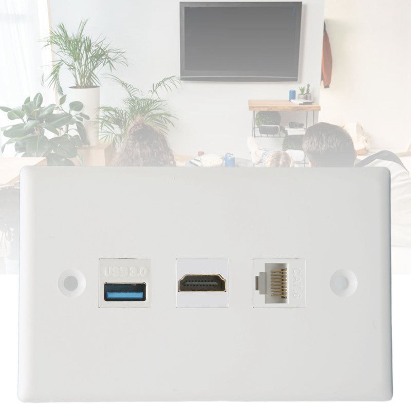 3 Port Wall Plate Outlet - Solder Free Conceal Cables Design, Secure Snap-in Fixing, Easy Operation for Wall Mounted HDTVs, Projectors, Computers - Image 5