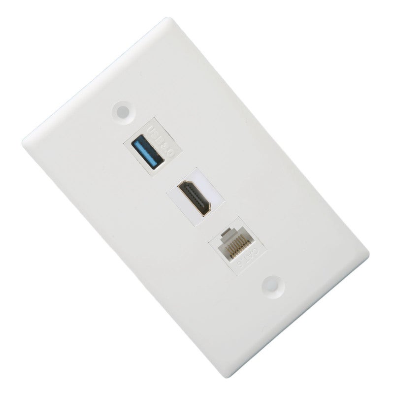 3 Port Wall Plate Outlet - Solder Free Conceal Cables Design, Secure Snap-in Fixing, Easy Operation for Wall Mounted HDTVs, Projectors, Computers - Image 3