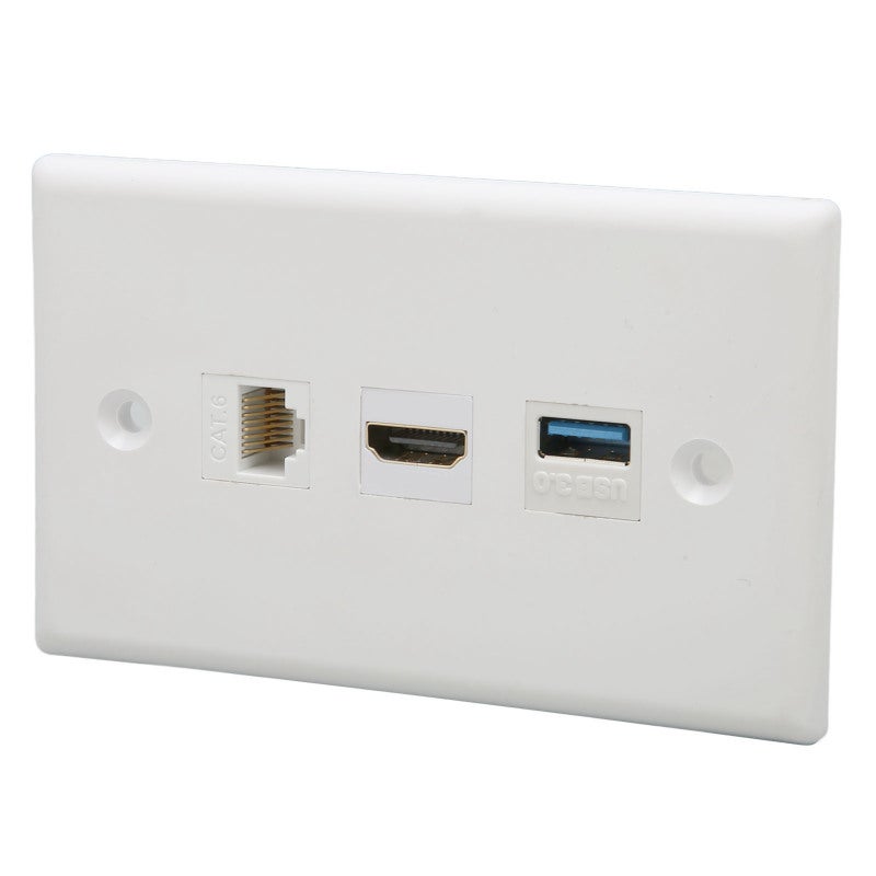 3 Port Wall Plate Outlet - Solder Free Conceal Cables Design, Secure Snap-in Fixing, Easy Operation for Wall Mounted HDTVs, Projectors, Computers - Image 4