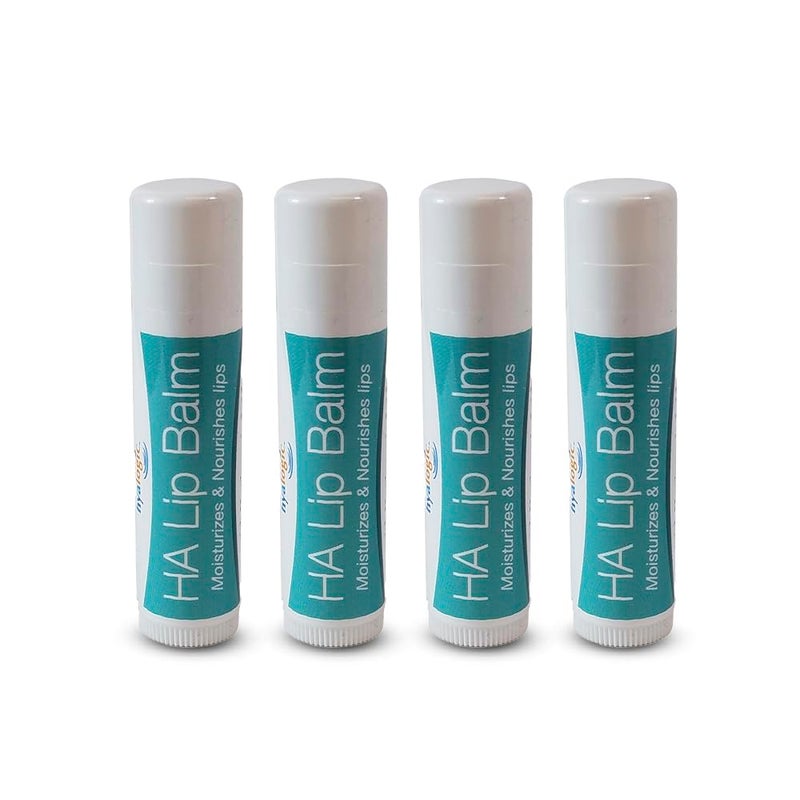 Hyalogic HA Lip Balm - Hyaluronic Acid & Organic, Natural Coconut Oil - Soothes Dry, Chapped Lips - Plumping, Moisturizing & Nourishing - Unflavored - Fragrance & Dye Free - 4.25g - 4 Sticks - Image 1