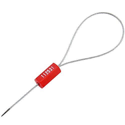 LeadSeals Steel Security Cable Seals Metal Numbered Security Tags Tamper Proof Pull-Tite Container Trailer Seal Ties Straps (Red, Pack of 100pcs) - Image 3