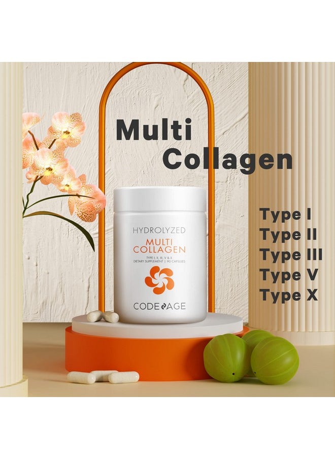 Codeage - Multi Collagen Protein Capsules Type I Ii Iii V X Grass Fed & Hydrolyzed Collagen Pills Supplement All In One Collagen Bone Broth Amla Berry Source Of Vitamin C Nongmo 90 Count - Image 1