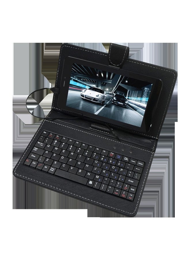 7-10.1 Inch Wired Keyboard Tablet PC Protective Case Mobile Phone Keyboard Universal Leather Case Wholesale-Color:Keyboard Leather Case + Standard USB Interface Splitter-Product Type:10.1 Inch - Image 4