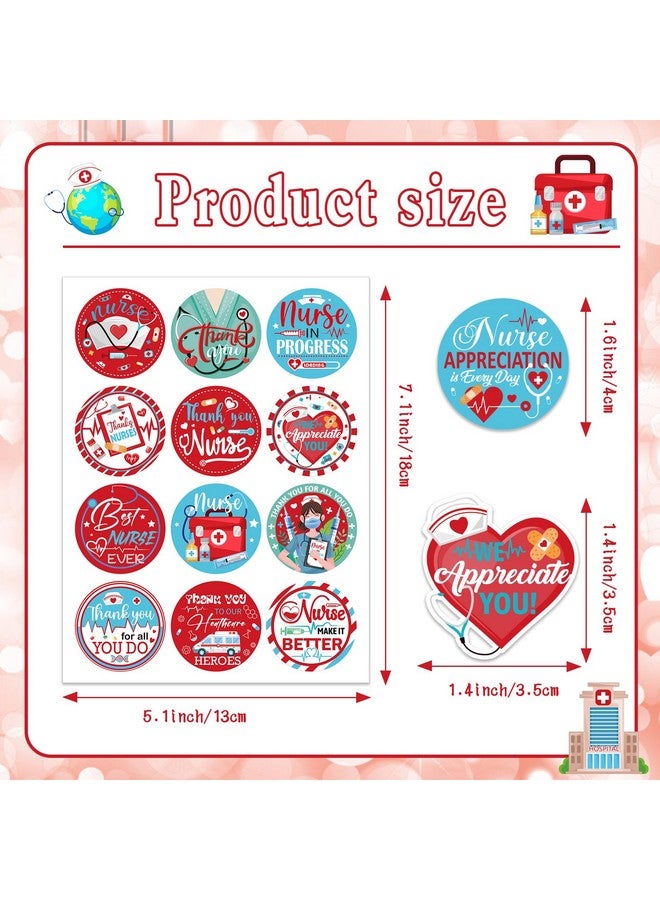 HOWAF 300Pcs Thank You Nurse Stickers,Nurse Themed Label Stickers For Nurse Appreciation Week Party Decoration Supplies,Nurse Day Gift Tag Stickers For Nurse Week Nurse Graduation Party Gift - Image 2