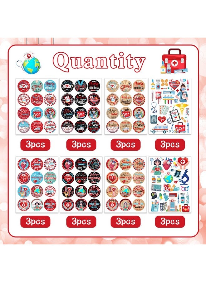 HOWAF 300Pcs Thank You Nurse Stickers,Nurse Themed Label Stickers For Nurse Appreciation Week Party Decoration Supplies,Nurse Day Gift Tag Stickers For Nurse Week Nurse Graduation Party Gift - Image 3