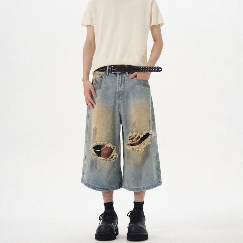 Unisex Cycling Khaki Straight Denim Jeans - Image 1