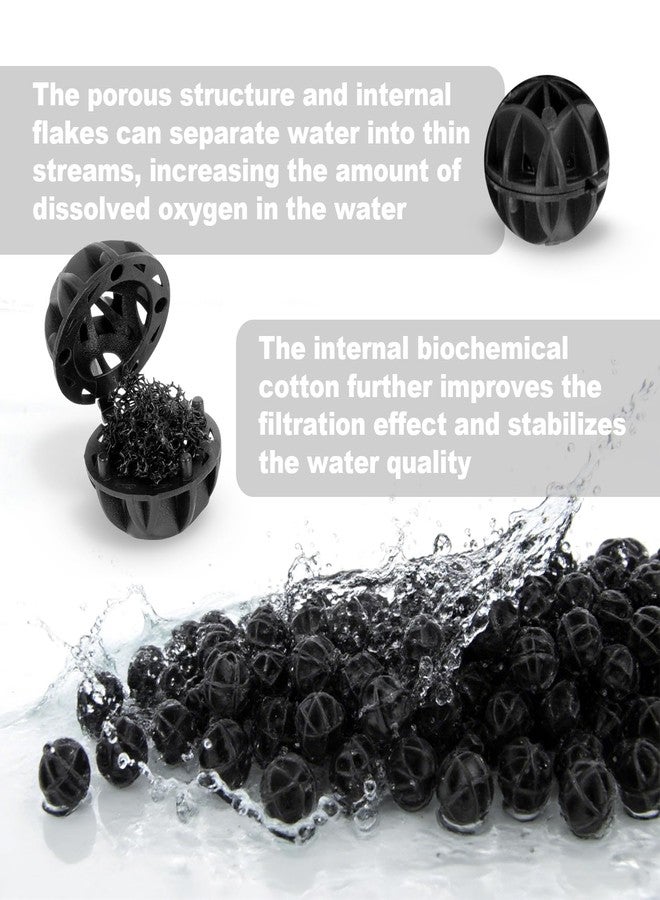 RAINFLOW Aquarium Bio Balls - 100pcs Black Bulk Sump Filter Media with Sponge Biological Filtration Media for Koi Pond,Fish Tank,Canister,Air Pump - Image 3