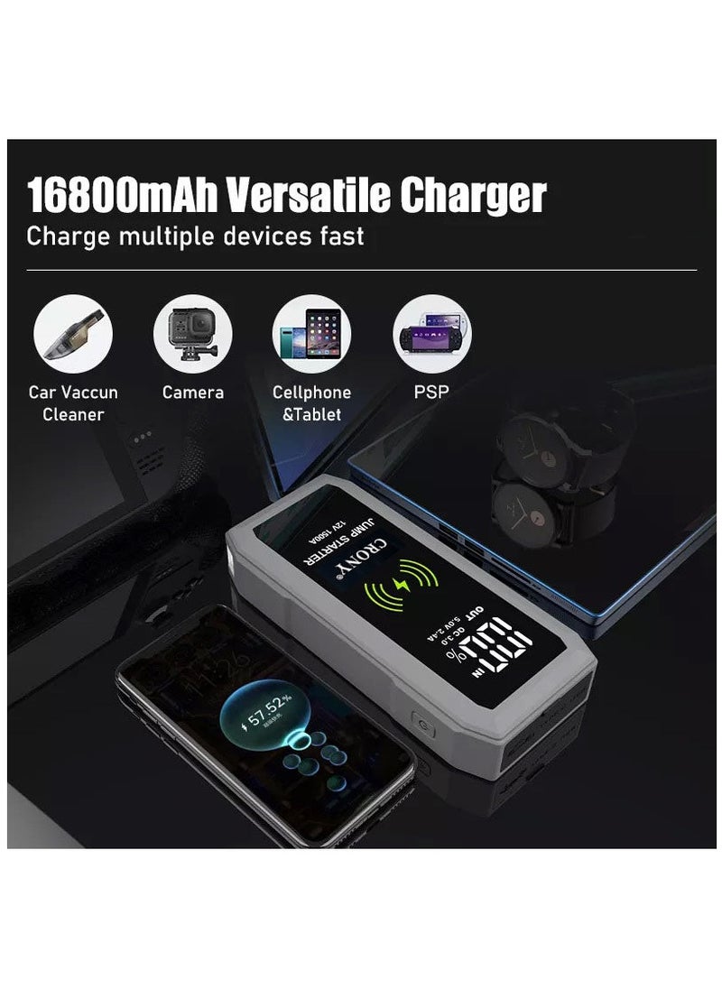 Crony S606 Super Jumper Starter 12V Auto Car Starter Battery Portable Jump Starter Power Station with wireless charging function  - Image 4