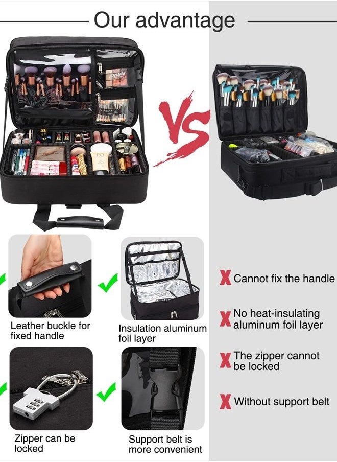 Relavel - Hairdresser Bag, Large Makeup Case for Hair Stylist Professional Makeup Bag Hair Tools Storage Organizer Box, Barber Travel Bag Carrying Case, Heat Insulation Aluminum Film for Hair Equipment - Image 1