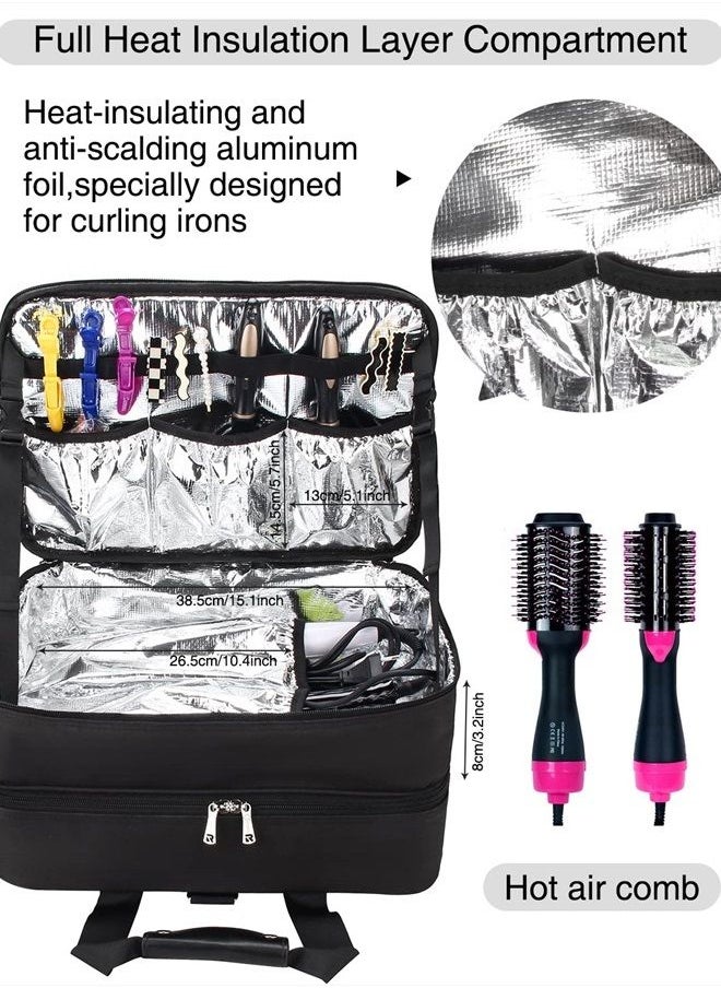 Relavel - Hairdresser Bag, Large Makeup Case for Hair Stylist Professional Makeup Bag Hair Tools Storage Organizer Box, Barber Travel Bag Carrying Case, Heat Insulation Aluminum Film for Hair Equipment - Image 1