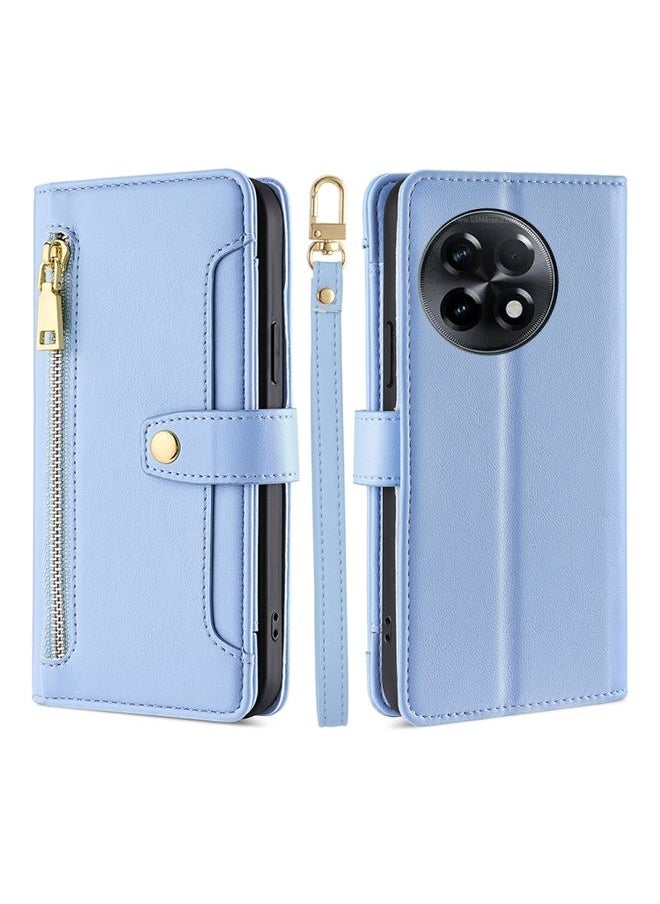 HuHa - Case Cover For For OnePlus Ace 2/11R Sheep Texture Cross-body Zipper Wallet Leather Phone Case(Blue) - Image 1