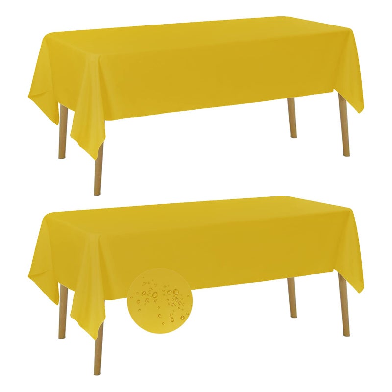Fokitut 2 Pack Waterproof Rectangle Tablecloth 60x120 InchStain Resistant and Wrinkle Polyester Table Cloth Fabric Table Cover for Kitchen Dining Wedding Party Holiday DinnerYellow