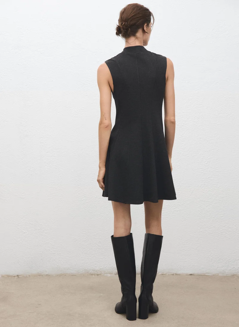 MANGO Dress with perkins collar and stitching detail