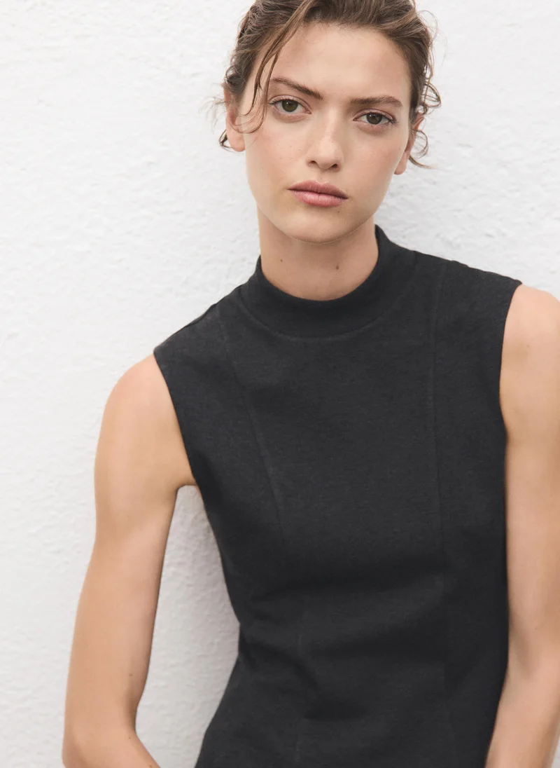 MANGO  Dress with perkins collar and stitching detail for Women | Best Price UAE