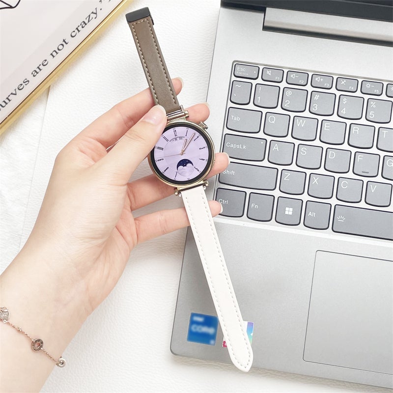 إيروريكس لساعة Amazfit Gts4 Mini Slim بمشبك مغناطيسي 20 مم من الجلد المصنوع من الألياف الدقيقة (مشمشي + كراميل ماكياتو) - Image 4