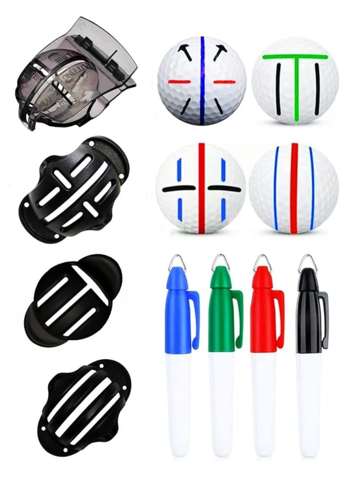 Generic 8 Pack Precision Golf Ball Marker, Upgrade Golf Accessories, 4 Golf Ball Marking Stencils and 4 Colors Golf Ball Markers, Golf Ball Line Marker Tool, Golf Ball Alignment and Identification Tool  - Image 1