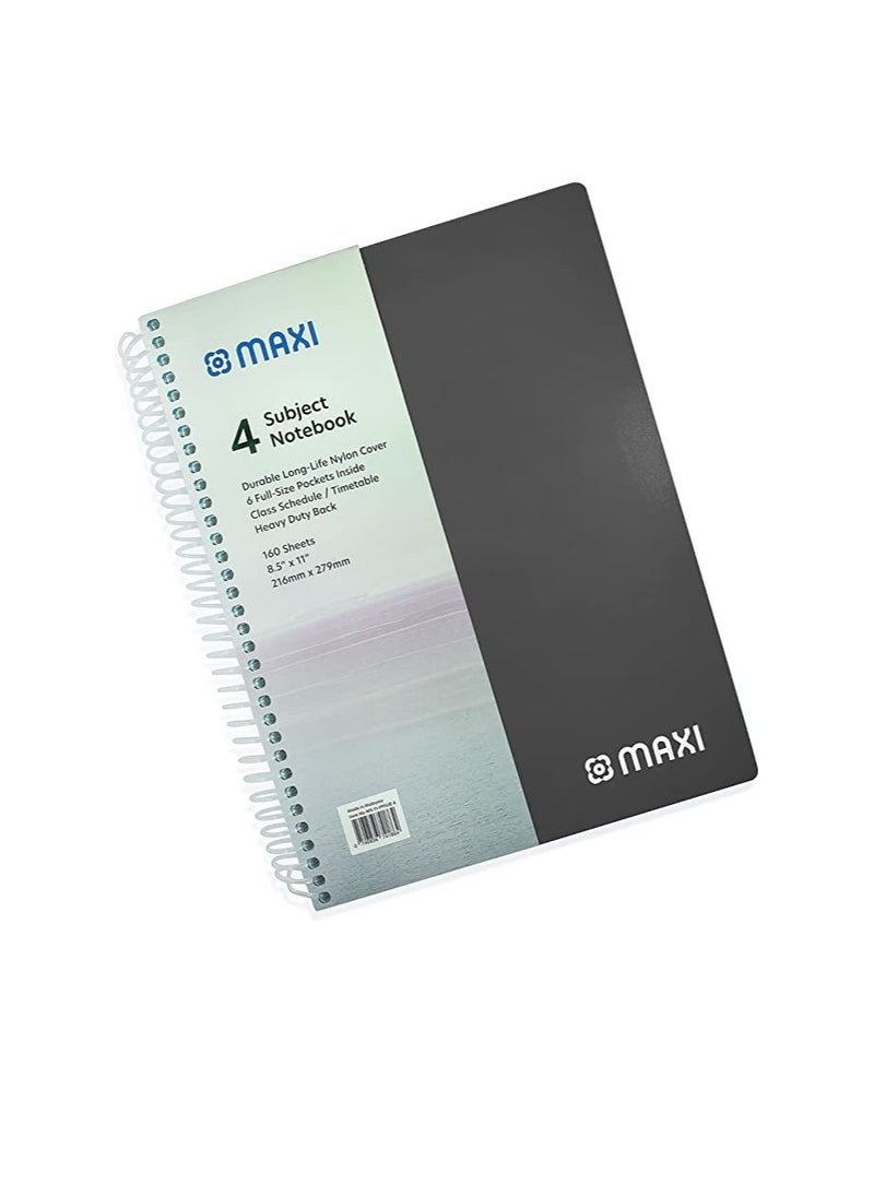 Maxi Maxi Spiral Polypropylene 4 Subject Notebook 11X8.5 Inch 160 Sheets  - Image 3