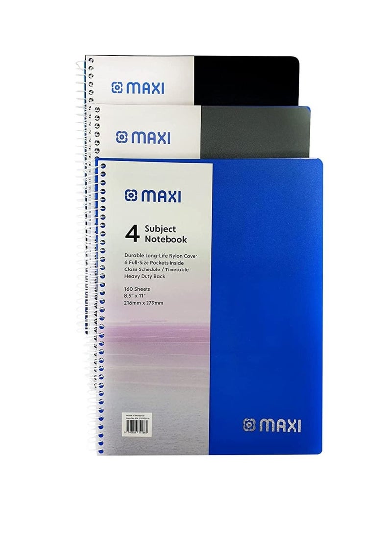 Maxi Maxi Spiral Polypropylene 4 Subject Notebook 11X8.5 Inch 160 Sheets  - Image 1