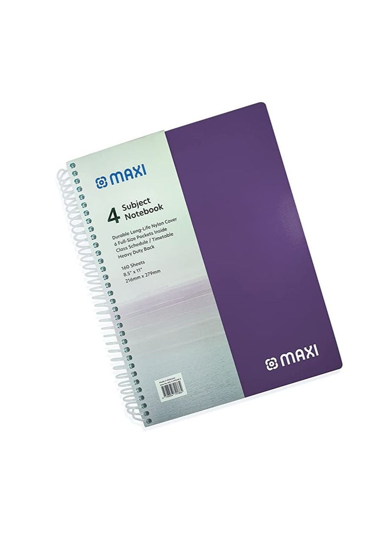 Maxi Maxi Spiral Polypropylene 4 Subject Notebook 11X8.5 Inch 160 Sheets  - Image 4