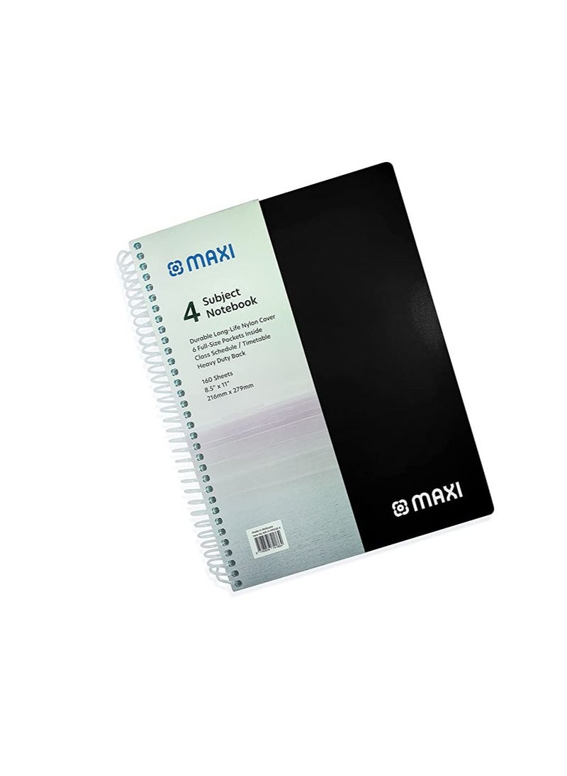 Maxi Maxi Spiral Polypropylene 4 Subject Notebook 11X8.5 Inch 160 Sheets  - Image 2