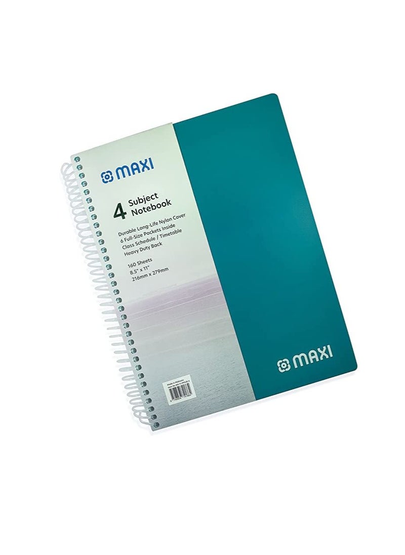 Maxi Maxi Spiral Polypropylene 4 Subject Notebook 11X8.5 Inch 160 Sheets  - Image 5