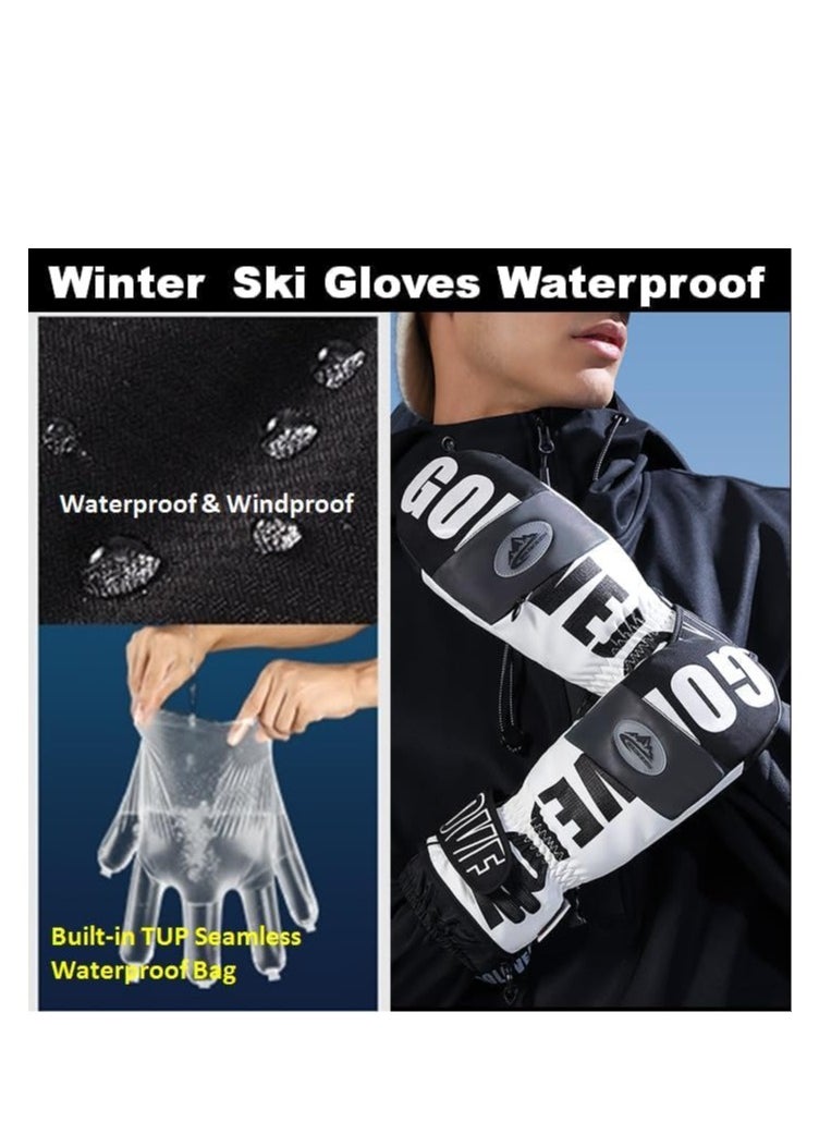 KASTWAVE Ski Gloves, Winter Warm Snow Gloves, Winter Ski Mittens Men & Women Glove Liners, Adult Snow Mitts for Cold Weather - Waterproof Winter Ski Gloves Snowboarding, Skiing, Waterproof Touch Screen  - Image 2