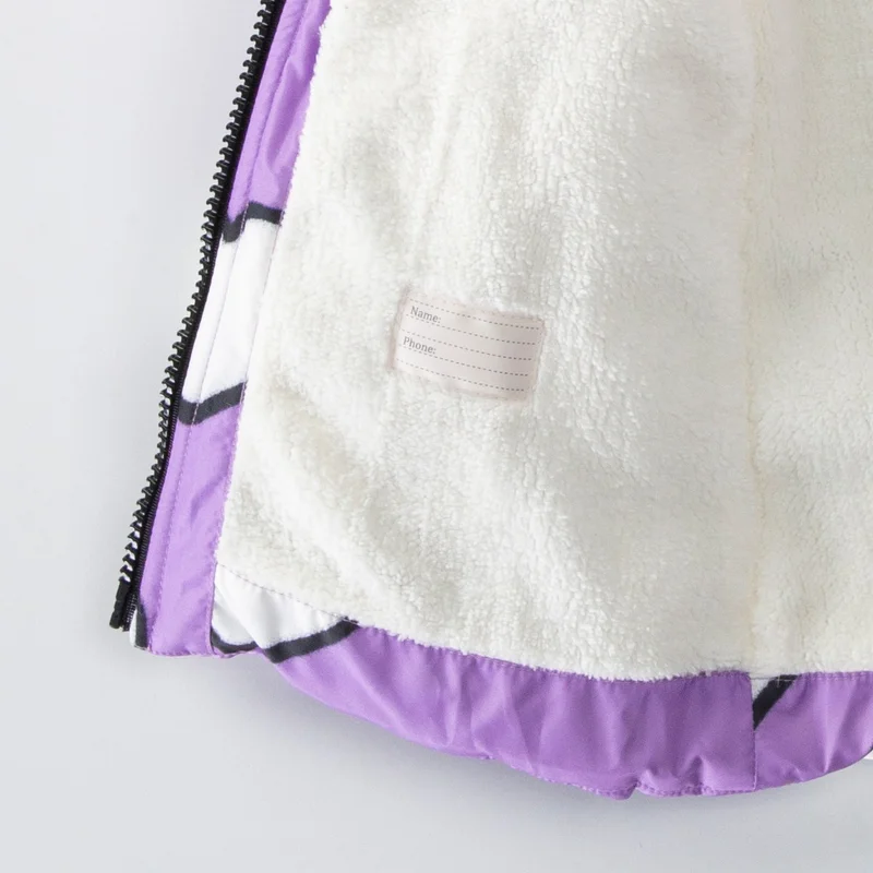 بوديوم جييم Podium Clothing Special Design Cute Heart Printed Fur Lined Soft Fabric Pocket Hooded Winter Coat