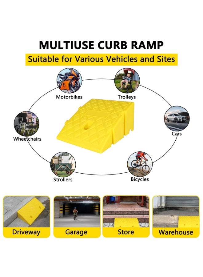 Generic 2PCS Curb Ramps Portable Lightweight Curb Ramp w/Slots Heavy Duty Plastic Threshold Ramp for Driveway Loading Dock Motorcycle Wheelchair  - Image 4