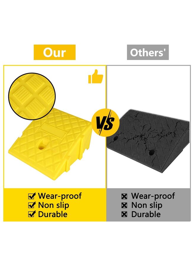 Generic 2PCS Curb Ramps Portable Lightweight Curb Ramp w/Slots Heavy Duty Plastic Threshold Ramp for Driveway Loading Dock Motorcycle Wheelchair Mobility 6000LBS 9.8"Lx10.6"Wx4.3"H-Black+Yellow  - Image 3