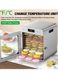 ET-LIFE Food Dehydrator, 10 Stainless Steel Trays Dehydrators for Food and Jerky, Herbs, Fruit, Dehydrator Machine with Digital Timer and Temperature Control, Ozone Deodorization, Recipe Book Included  - Image 2