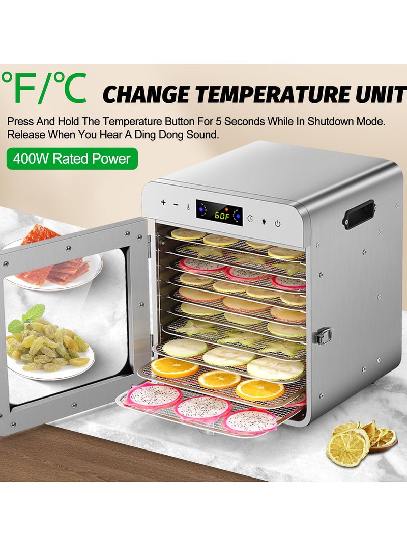 ET-LIFE Food Dehydrator, 10 Stainless Steel Trays Dehydrators for Food and Jerky, Herbs, Fruit, Dehydrator Machine with Digital Timer and Temperature Control, Ozone Deodorization, Recipe Book Included - Image 2