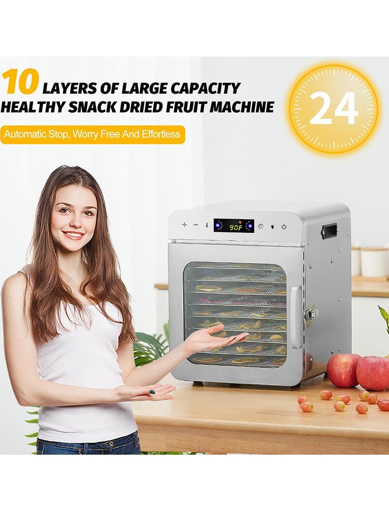 ET-LIFE Food Dehydrator, 10 Stainless Steel Trays Dehydrators for Food and Jerky, Herbs, Fruit, Dehydrator Machine with Digital Timer and Temperature Control, Ozone Deodorization, Recipe Book Included - Image 5