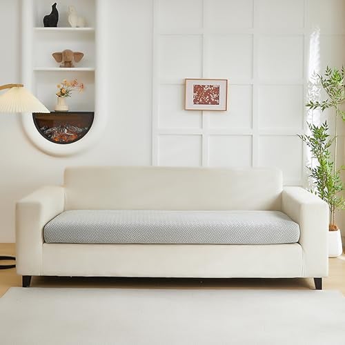 Yoovat Couch Cushion Covers for Sofa Couch Covers WearResistant Universal Sofa Cover Washable Stretch for Sectional Slipcovers TextureLight GrayLarge Triple Seat Cover - Image 1
