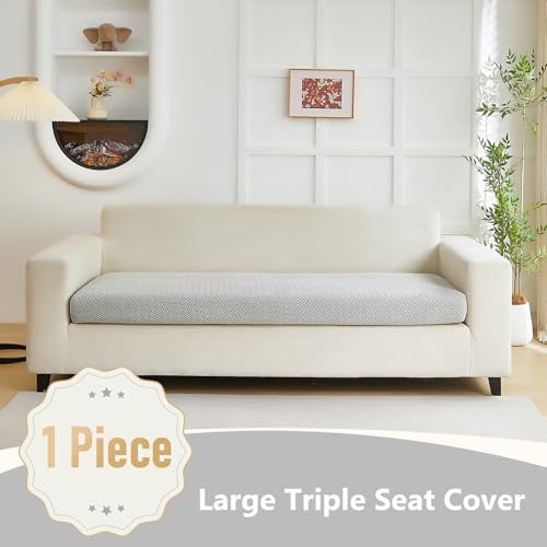 Yoovat Couch Cushion Covers for Sofa Couch Covers WearResistant Universal Sofa Cover Washable Stretch for Sectional Slipcovers TextureLight GrayLarge Triple Seat Cover - Image 3