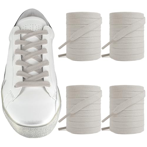 UamGlsob 2Pairs Shoelaces for Golden Goose Sneakers, 5/16"(8mm) Cotton Flat Athletic Shoe Laces Replacement Strings for GG (Stone Grey, 54"/140cm) - Image 1