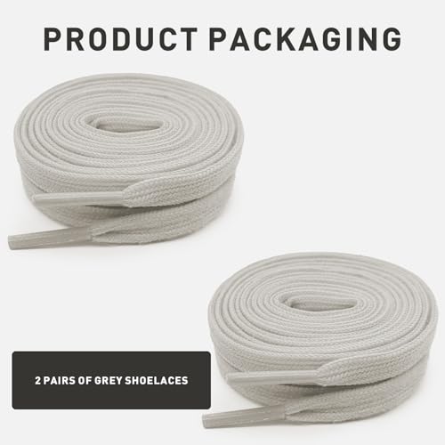 UamGlsob 2Pairs Shoelaces for Golden Goose Sneakers, 5/16"(8mm) Cotton Flat Athletic Shoe Laces Replacement Strings for GG (Stone Grey, 54"/140cm) - Image 2