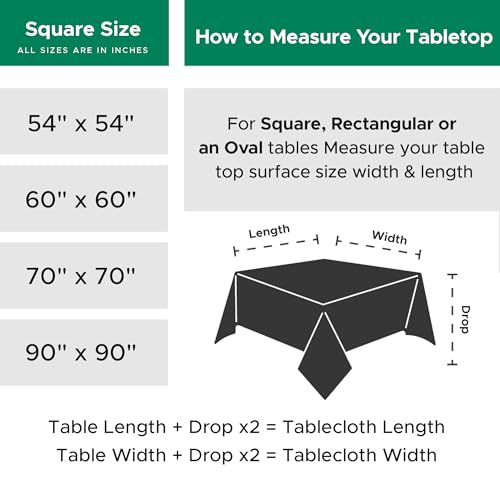Biscaynebay Textured Fabric Christmas Square Table Cloth 70x70 Inch, Hunter Green Water Resistant Tablecloths for Dining, Kitchen, Wedding and Parties etc. Machine Washable - Image 5