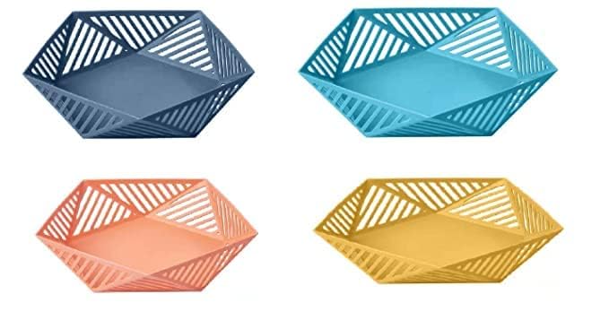 Ncry Modern Geometric Design Fruit Bowl for Kitchen Hexagonal Fruit Bowl for Kitchen Counter, Basket for Fruits, Vegetables (2 PIS) - Image 2