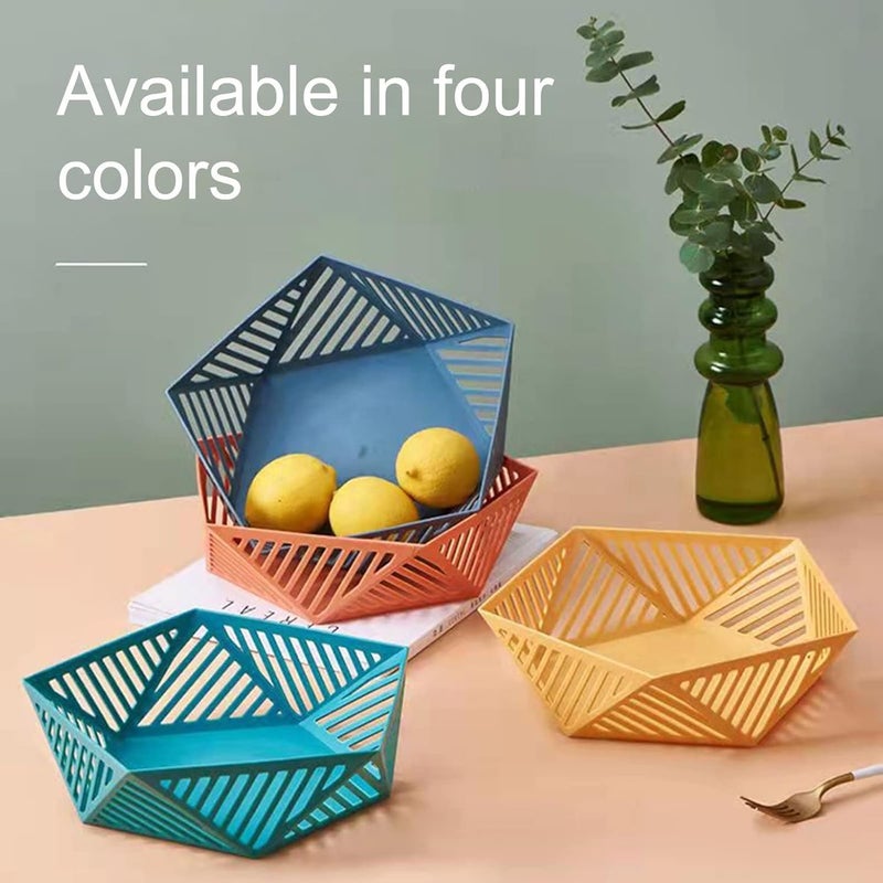 Ncry Modern Geometric Design Fruit Bowl for Kitchen Hexagonal Fruit Bowl for Kitchen Counter, Basket for Fruits, Vegetables (2 PIS) - Image 3