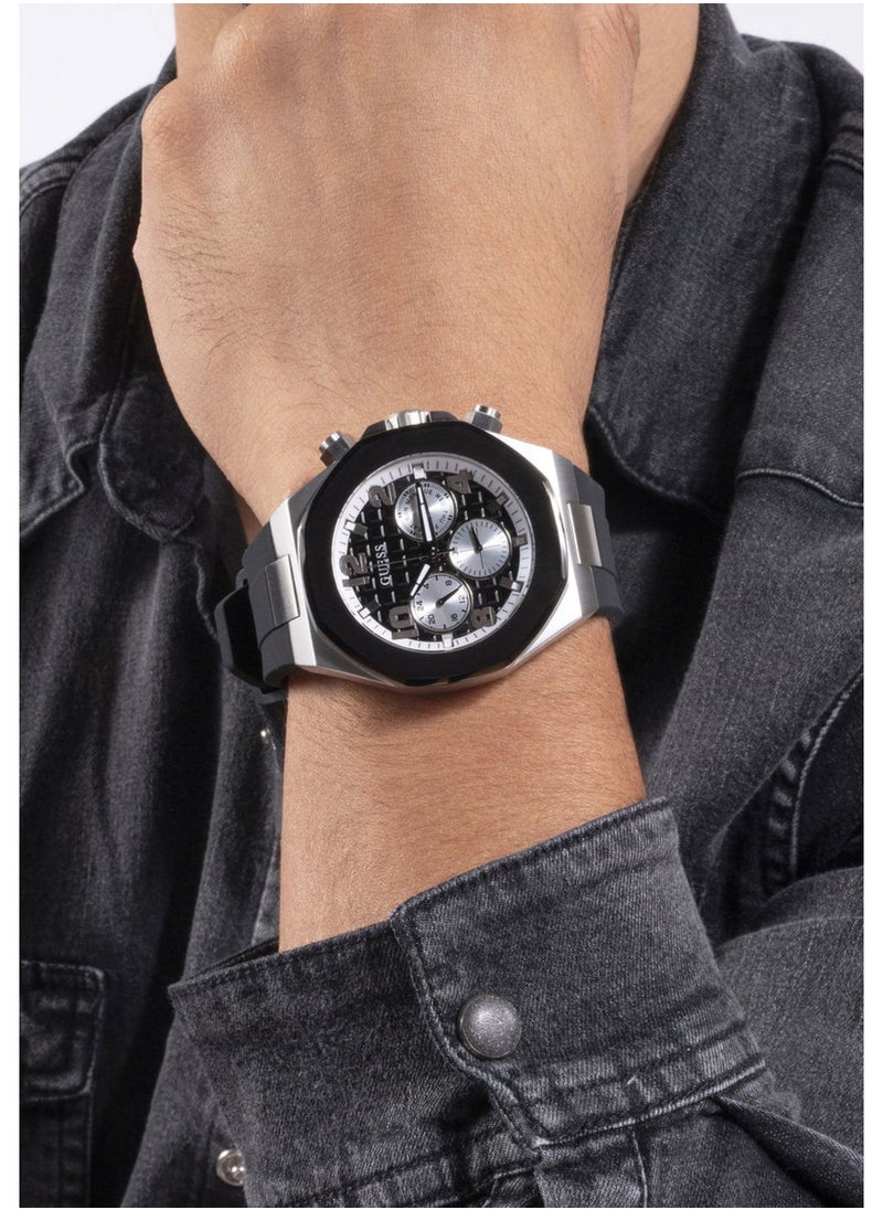 GUESS - GUESS Mens Black Silver Two-Tone Multi-function Watch - GW0583G1 - Image 1