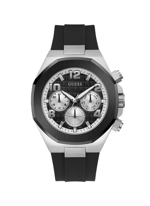 GUESS Mens Black Silver Two-Tone Multi-function Watch - GW0583G1